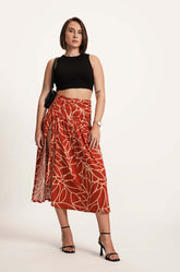 High Slit Skirt - ORANGE PRINTED